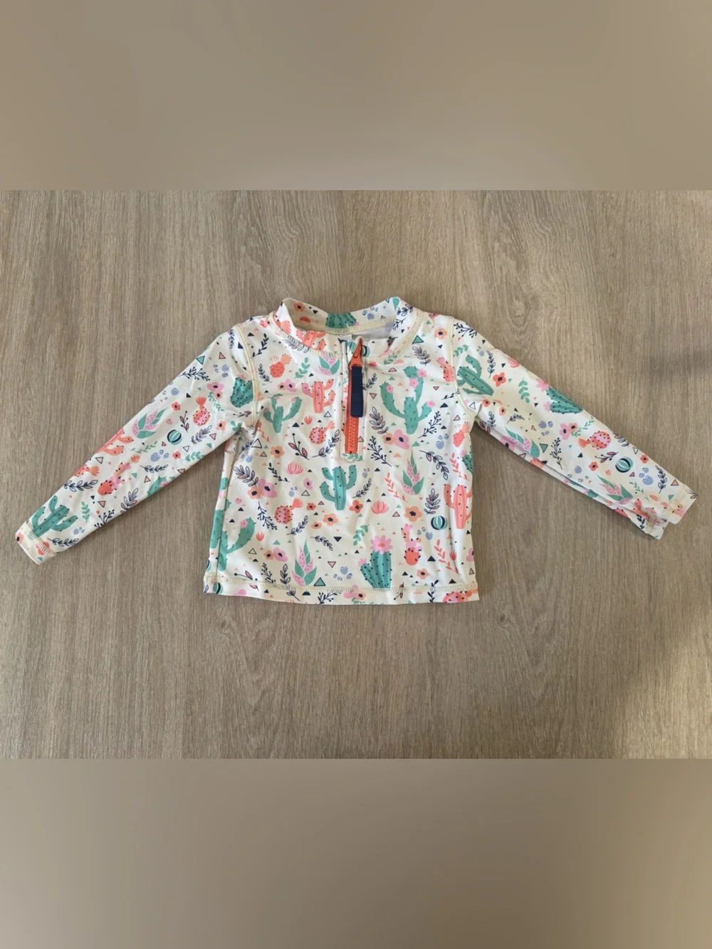 RuffleButts Toddler Cactus Print Long Sleeve Rash Guard 18-24M UPF Swim Beach